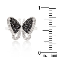 Two-Tone Butterfly Ring with Black and White Cubic Zirconia