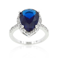 Sapphire Cubic Zirconia Pear Drop Ring