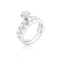 Round Cut Bezel Bridal Ring Set