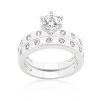 Round Cut Bezel Bridal Ring Set
