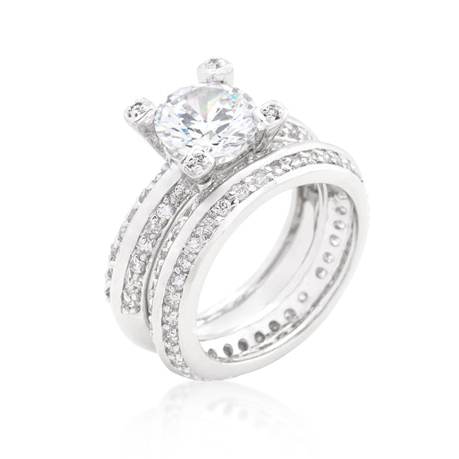 Round Cut Pave Cubic Zirconia Ring Set