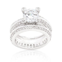 Round Cut Pave Cubic Zirconia Ring Set