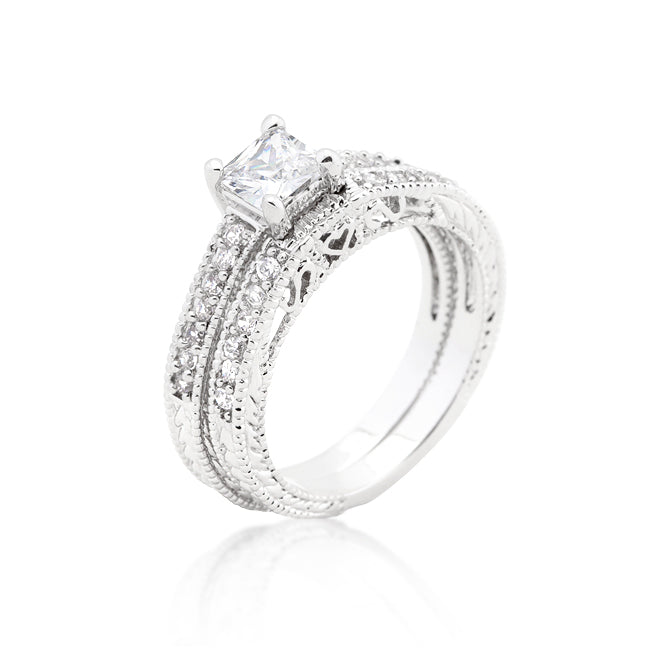 Princess Cut Filigree Bridal Set