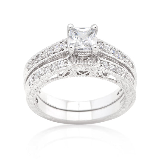 Princess Cut Filigree Bridal Set