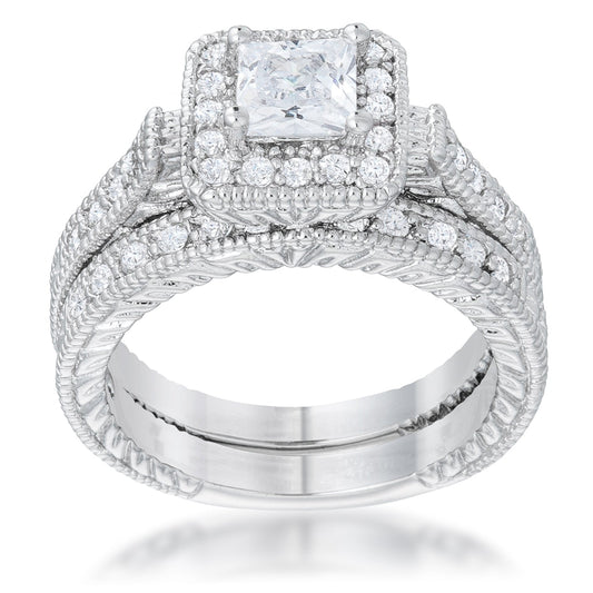Art Deco Princess Cut Triple Bridal Set