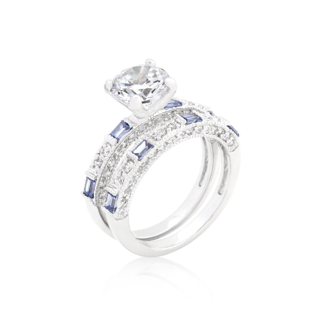 Tanzanite and Clear Cubic Zirconia Ring Set