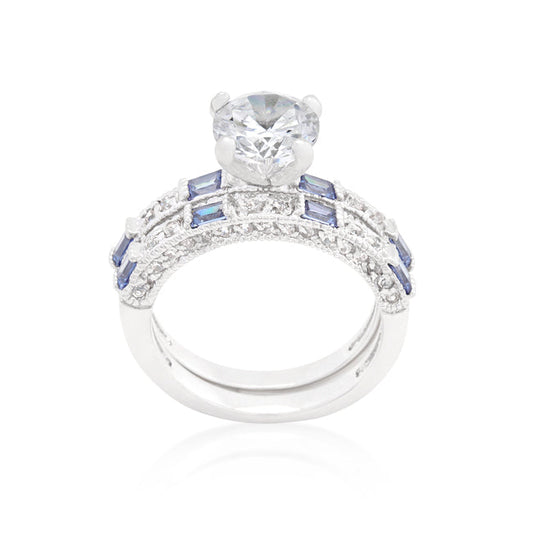 Tanzanite and Clear Cubic Zirconia Ring Set