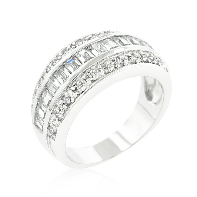 Three-Row Cubic Zirconia Band