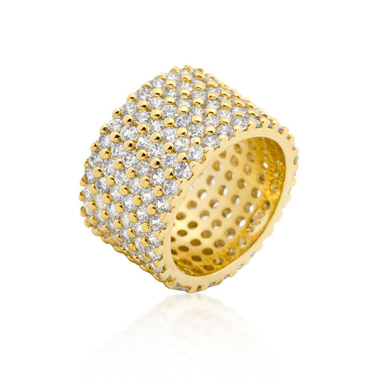 Wide Pave Cubic Zirconia Goldtone Ring