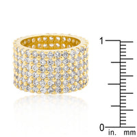 Wide Pave Cubic Zirconia Goldtone Ring