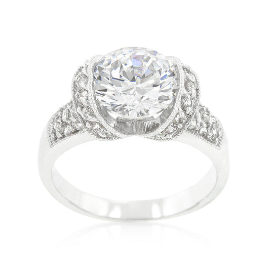 Tension Set Cubic Zirconia Engagement Ring