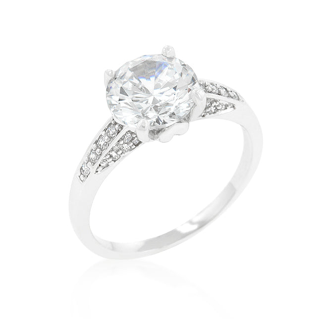 Contemporary Engagement Ring with Large Cubic Zirconia