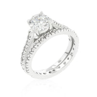 Glistening Cubic Zirconia Engagement Ring Set