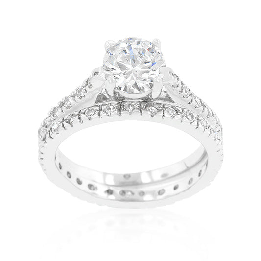 Glistening Cubic Zirconia Engagement Ring Set