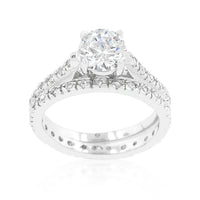 Glistening Cubic Zirconia Engagement Ring Set