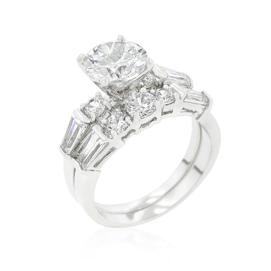 Engagement Ring with Large Cubic Zirconia Center