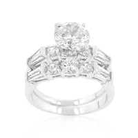 Engagement Ring with Large Cubic Zirconia Center