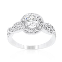 Round Cut Halo Engagement Ring with Infinity Shank