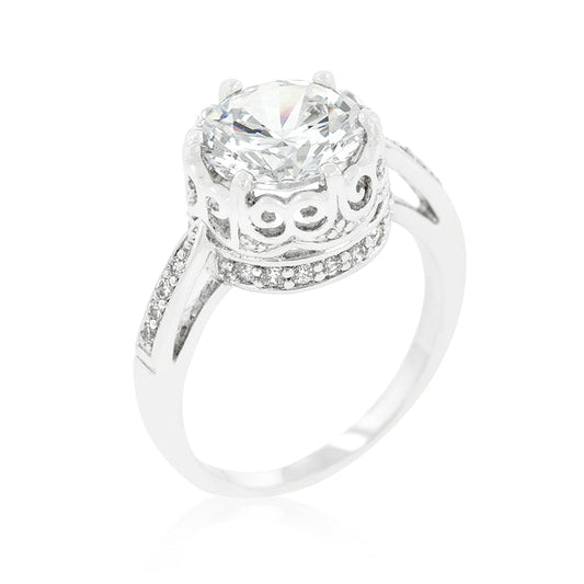 Royal Crest Filigree Ring with Cubic Zirconia
