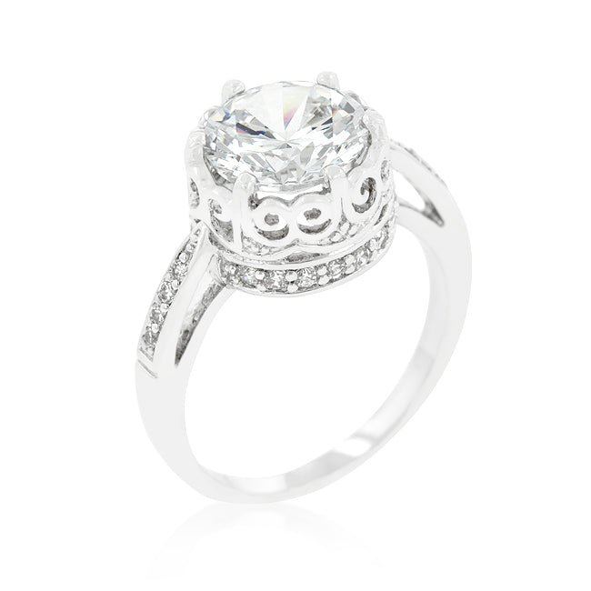 Royal Crest Filigree Ring with Cubic Zirconia