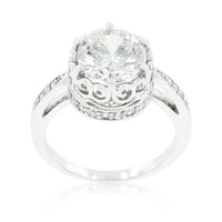 Royal Crest Filigree Ring with Cubic Zirconia