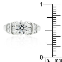 Tapered Baguette and Round Cubic Zirconia Engagement Ring