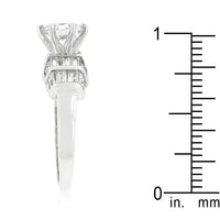 Tapered Baguette and Round Cubic Zirconia Engagement Ring