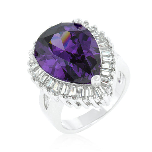 Purple and Clear Cubic Zirconia Cocktail Ring