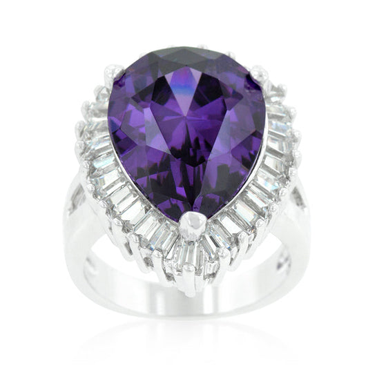 Purple and Clear Cubic Zirconia Cocktail Ring