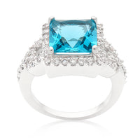 Halo Princess Cut Aqua Cocktail Ring