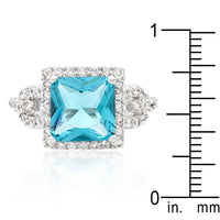 Halo Princess Cut Aqua Cocktail Ring