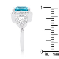 Halo Princess Cut Aqua Cocktail Ring