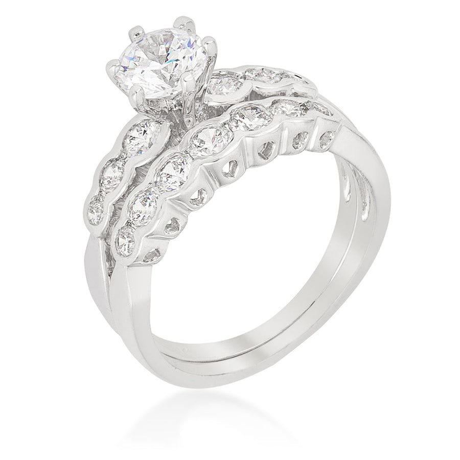 Graduated Cubic Zirconia Wedding Set