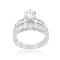 Graduated Cubic Zirconia Wedding Set