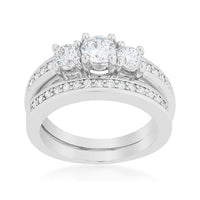 Three-Stone Pave Wedding Ring Set