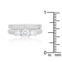 Three-Stone Pave Wedding Ring Set