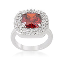 Red Micropave Cushion Cocktail Ring