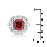 Red Micropave Cushion Cocktail Ring