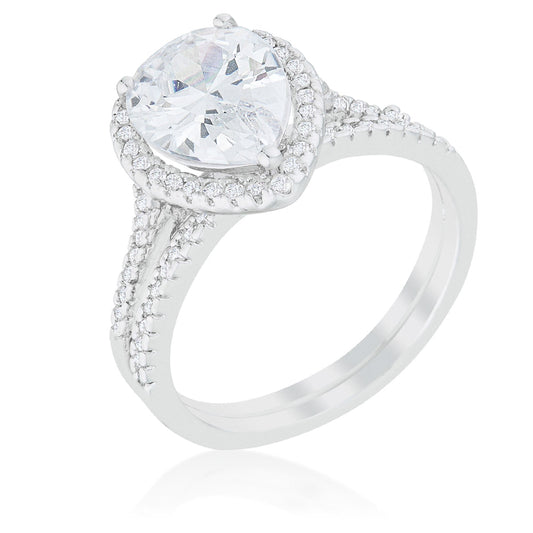 Halo Pear Solitaire Engagement Ring