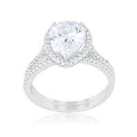 Halo Pear Solitaire Engagement Ring
