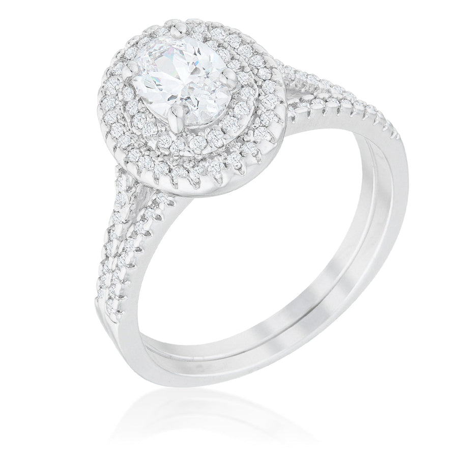 Oval Cubic Zirconia Ring Set