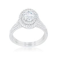 Oval Three-Stone Wedding Ring Set