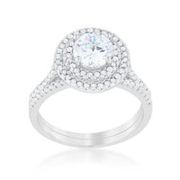Pave Round Wedding Ring Set