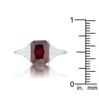 Garnet Radiant Cut Rhodium Engagement Ring