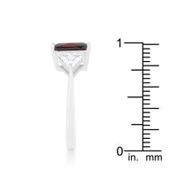 Garnet Radiant Cut Rhodium Engagement Ring