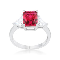 Fuchsia Radiant Cut Crystal Engagement Ring