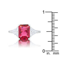 Fuchsia Radiant Crystal Rhodium Engagement Ring
