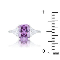Classic Amethyst-Color Rhodium Engagement Ring