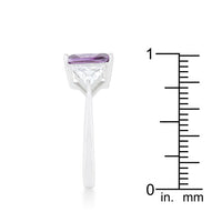 Amethyst Radiant-Cut Rhodium Engagement Ring