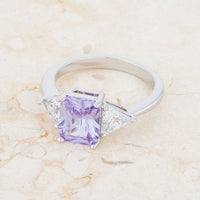 Lavender Radiant Engagement Ring in Rhodium